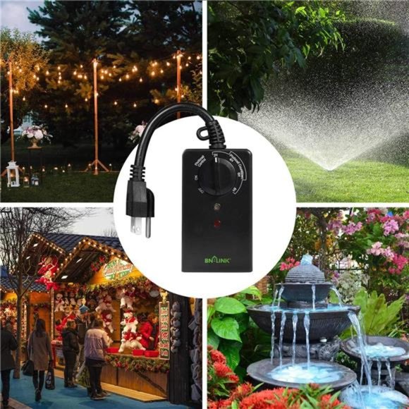 BN-LINK Outdoor Timer With Photocell Light Sensor, Water Resistant, Black - Picture 6 of 6